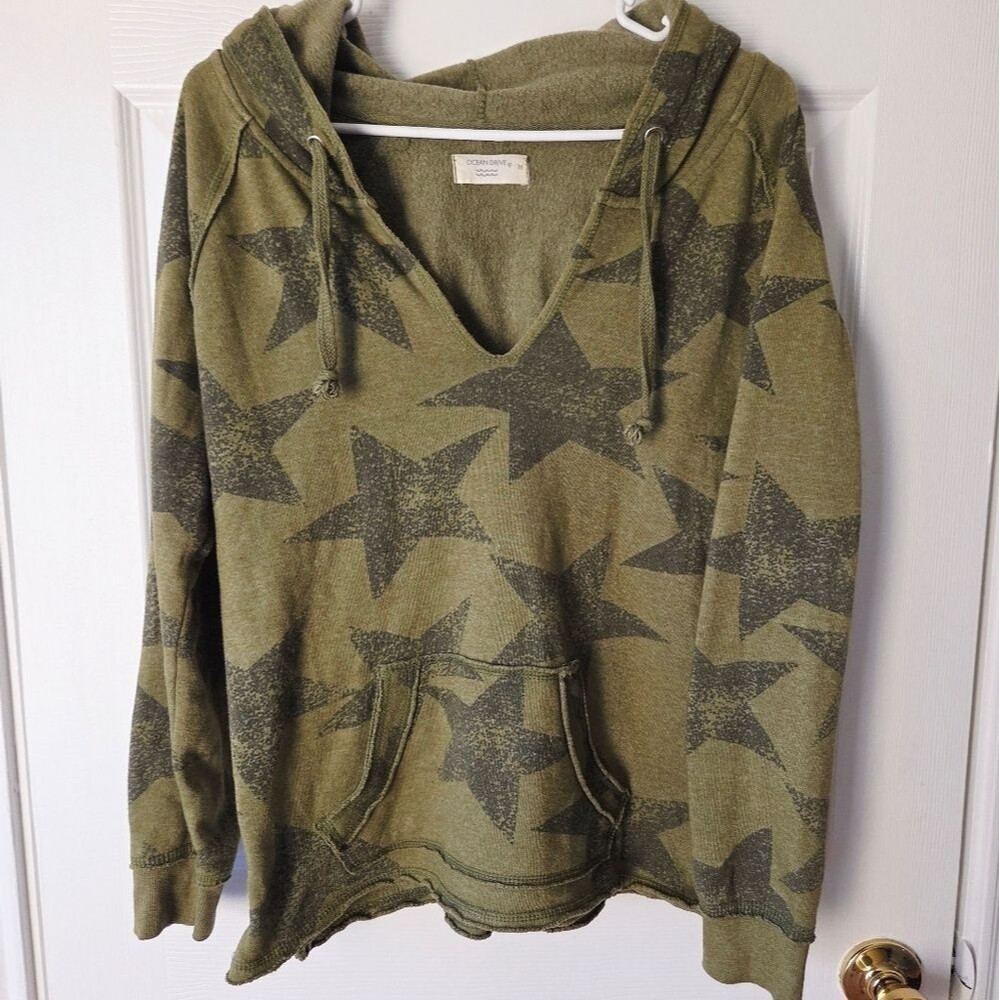 Ocean Drive Star Sweatshirt Hoodie M V-Neck